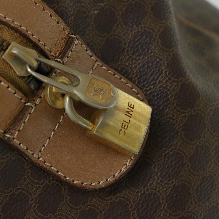 Celine Macadam Canvas Boston Bag PVC Brown Auth 68169