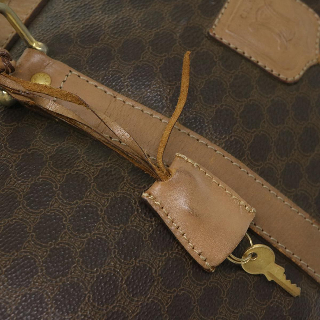 Celine Macadam Canvas Boston Bag PVC Brown Auth 68169