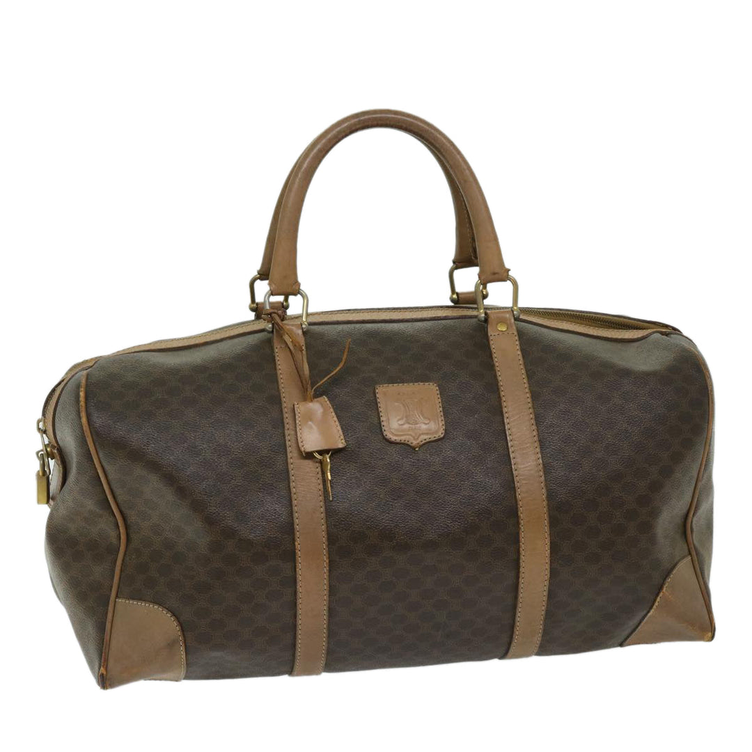 Celine Macadam Canvas Boston Bag PVC Brown Auth 68169