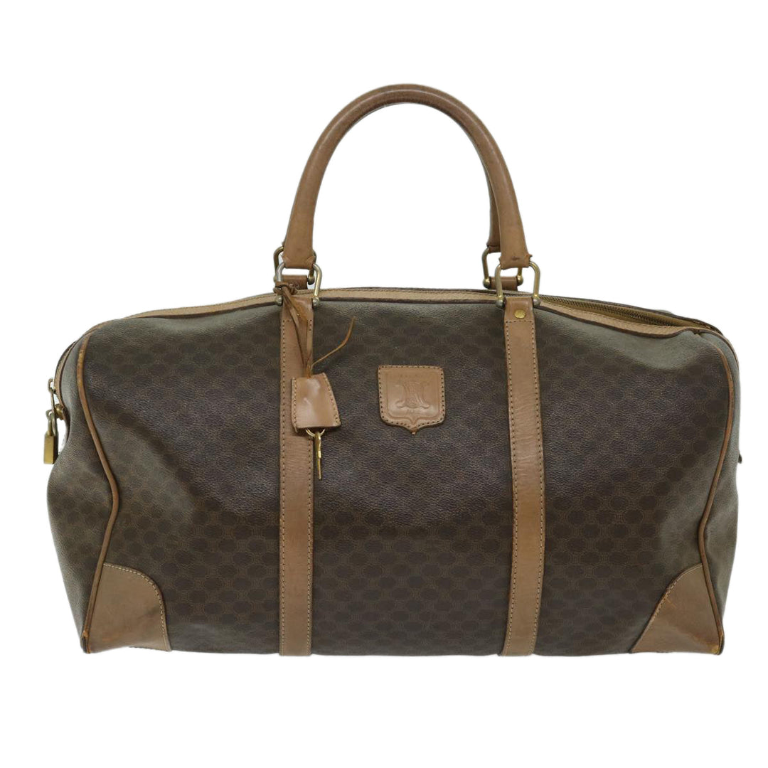 Celine Macadam Canvas Boston Bag PVC Brown Auth 68169