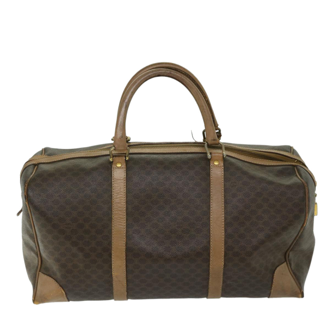 Celine Macadam Canvas Boston Bag PVC Brown Auth 68169