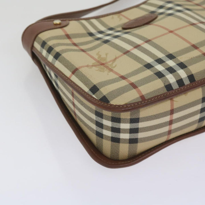 BurberrySs Nova Check Shoulder Bag PVC Beige Brown Auth 68178