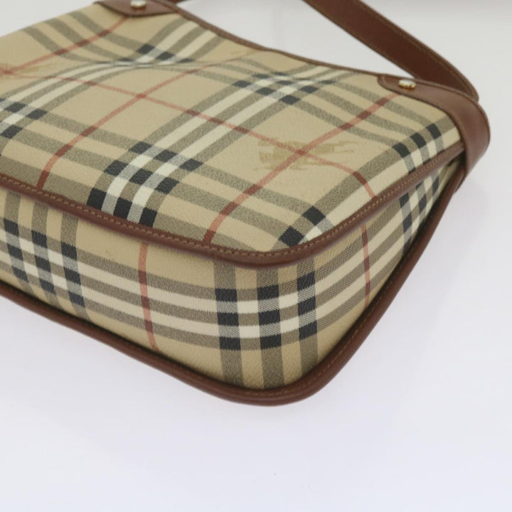BurberrySs Nova Check Shoulder Bag PVC Beige Brown Auth 68178