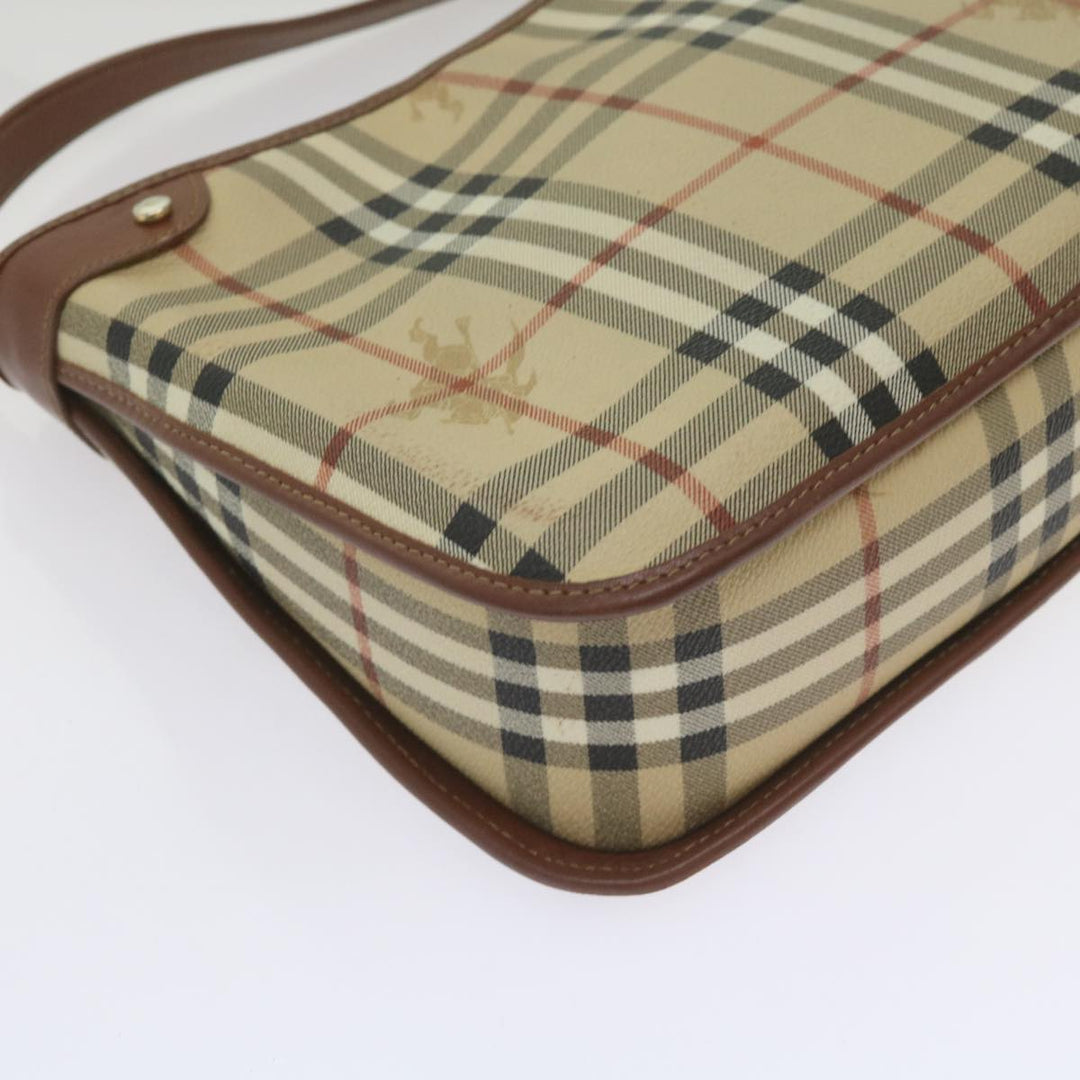 BurberrySs Nova Check Shoulder Bag PVC Beige Brown Auth 68178