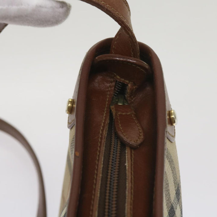 BurberrySs Nova Check Shoulder Bag PVC Beige Brown Auth 68178