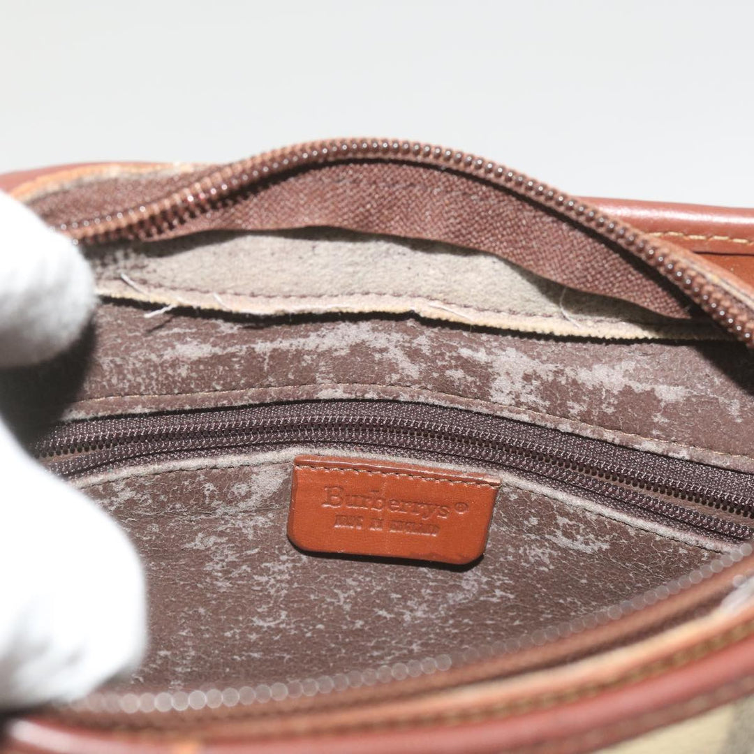 BurberrySs Nova Check Shoulder Bag PVC Beige Brown Auth 68178