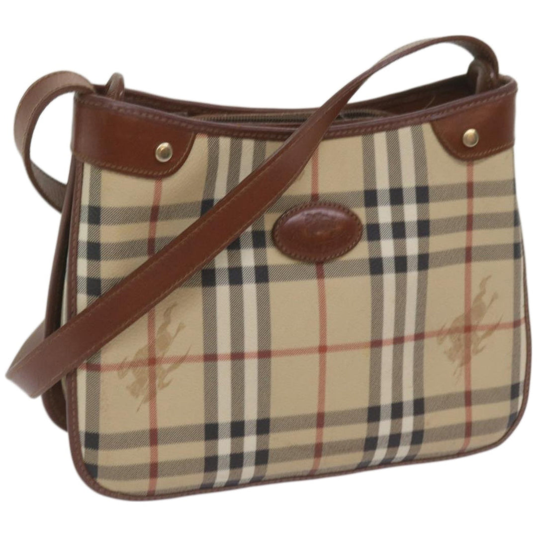 BurberrySs Nova Check Shoulder Bag PVC Beige Brown Auth 68178