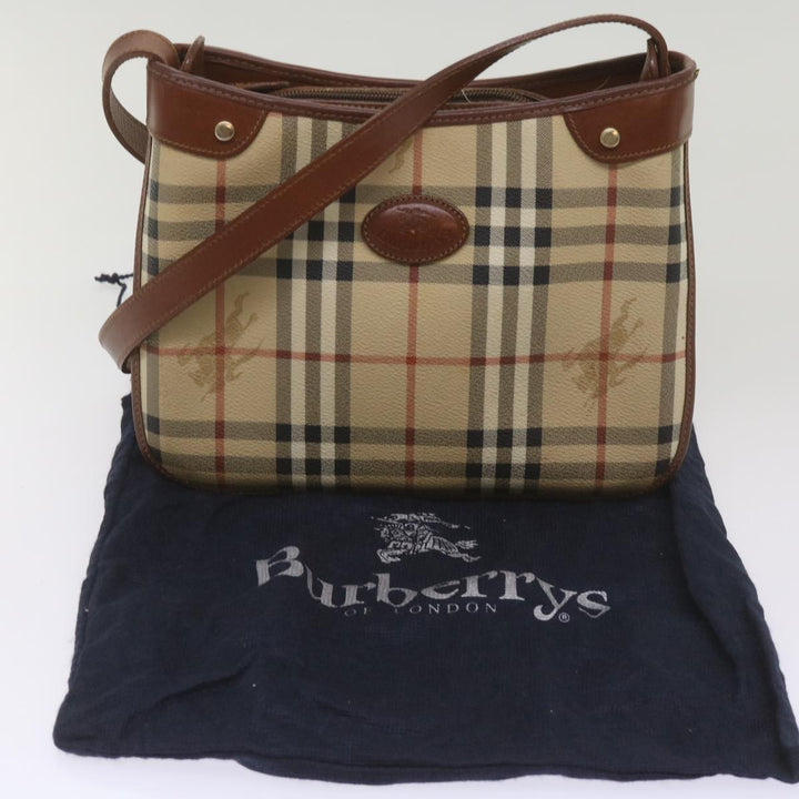 BurberrySs Nova Check Shoulder Bag PVC Beige Brown Auth 68178
