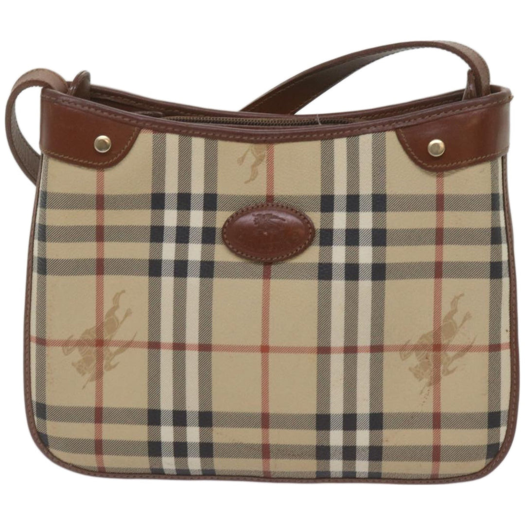 BurberrySs Nova Check Shoulder Bag PVC Beige Brown Auth 68178