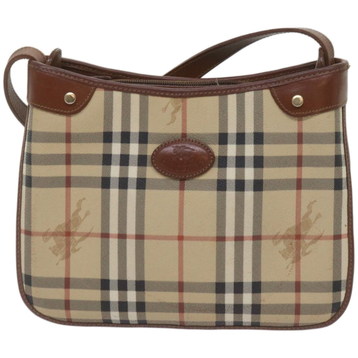 BurberrySs Nova Check Shoulder Bag PVC Beige Brown Auth 68178