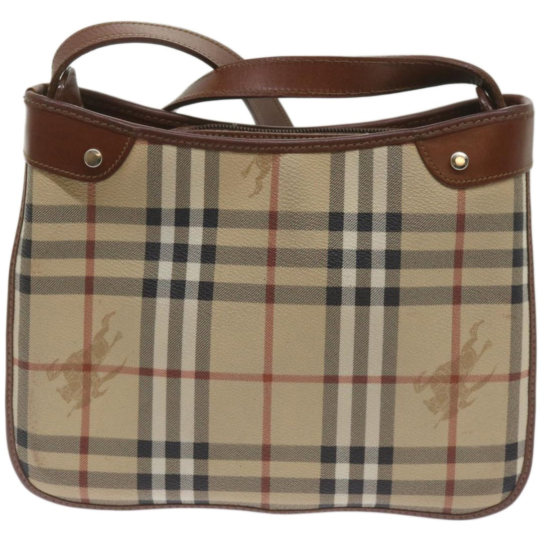 BurberrySs Nova Check Shoulder Bag PVC Beige Brown Auth 68178