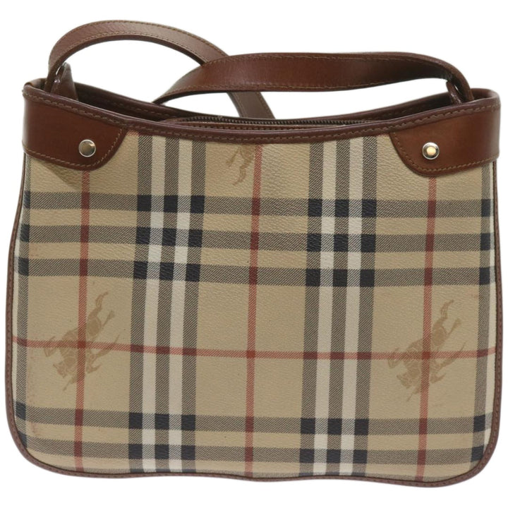 BurberrySs Nova Check Shoulder Bag PVC Beige Brown Auth 68178