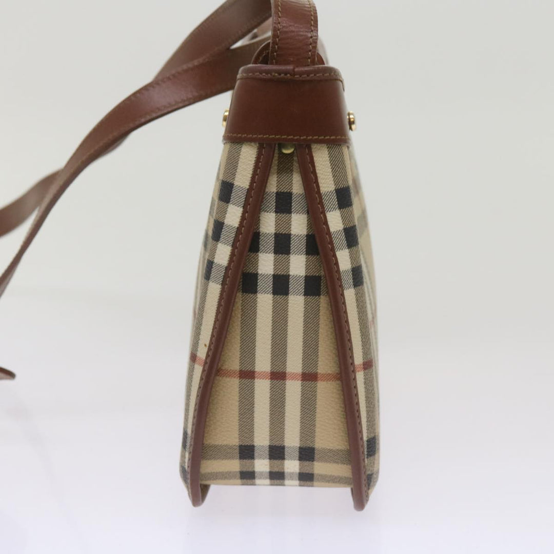 BurberrySs Nova Check Shoulder Bag PVC Beige Brown Auth 68178