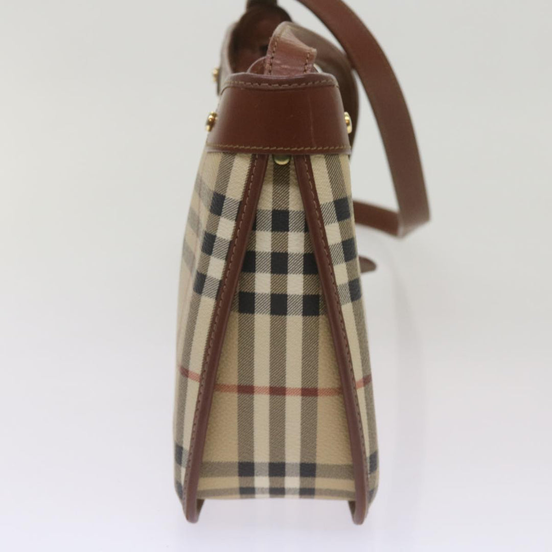 BurberrySs Nova Check Shoulder Bag PVC Beige Brown Auth 68178