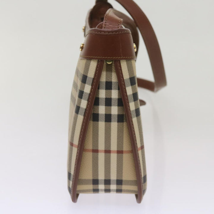 BurberrySs Nova Check Shoulder Bag PVC Beige Brown Auth 68178