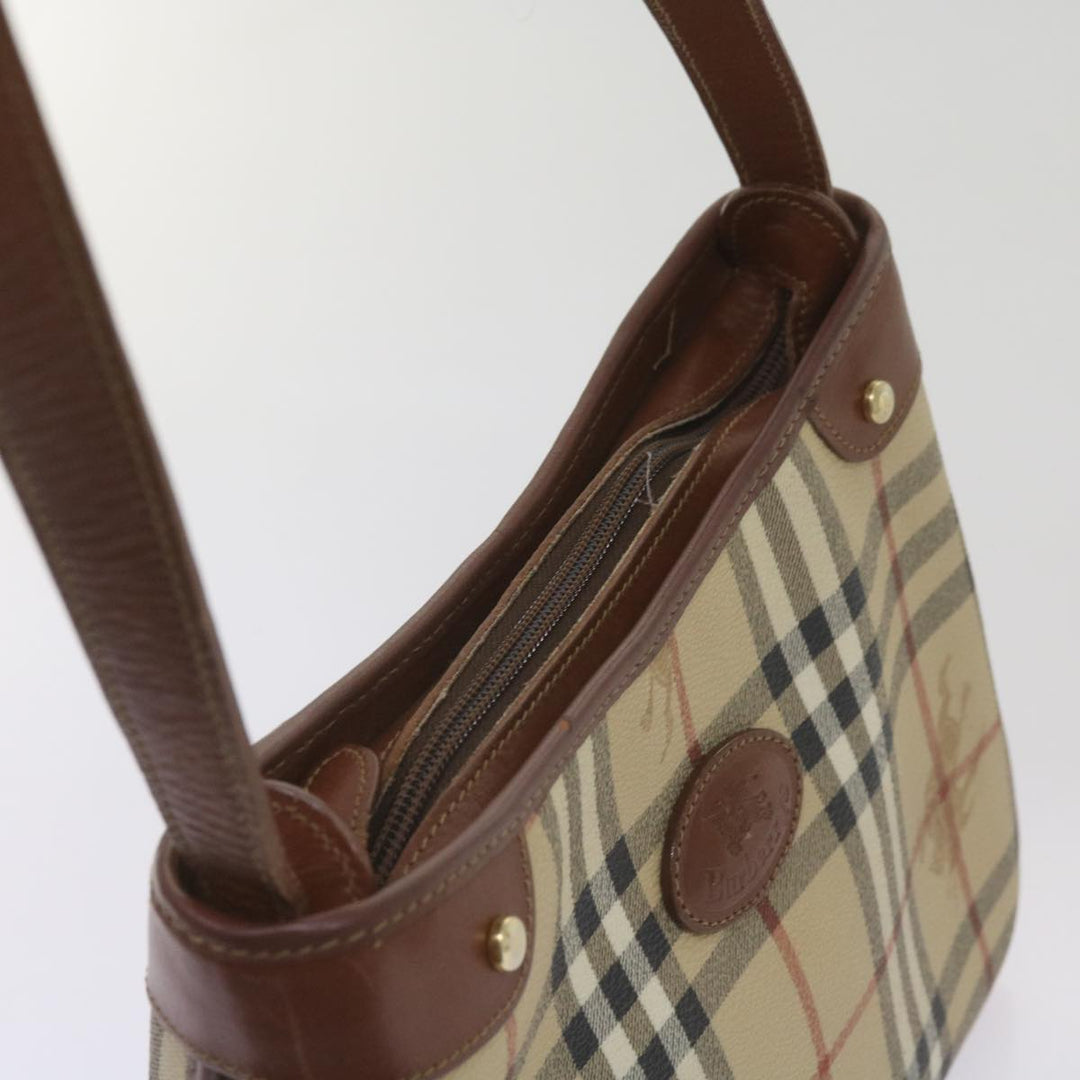 BurberrySs Nova Check Shoulder Bag PVC Beige Brown Auth 68178