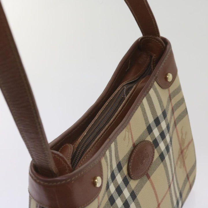 BurberrySs Nova Check Shoulder Bag PVC Beige Brown Auth 68178