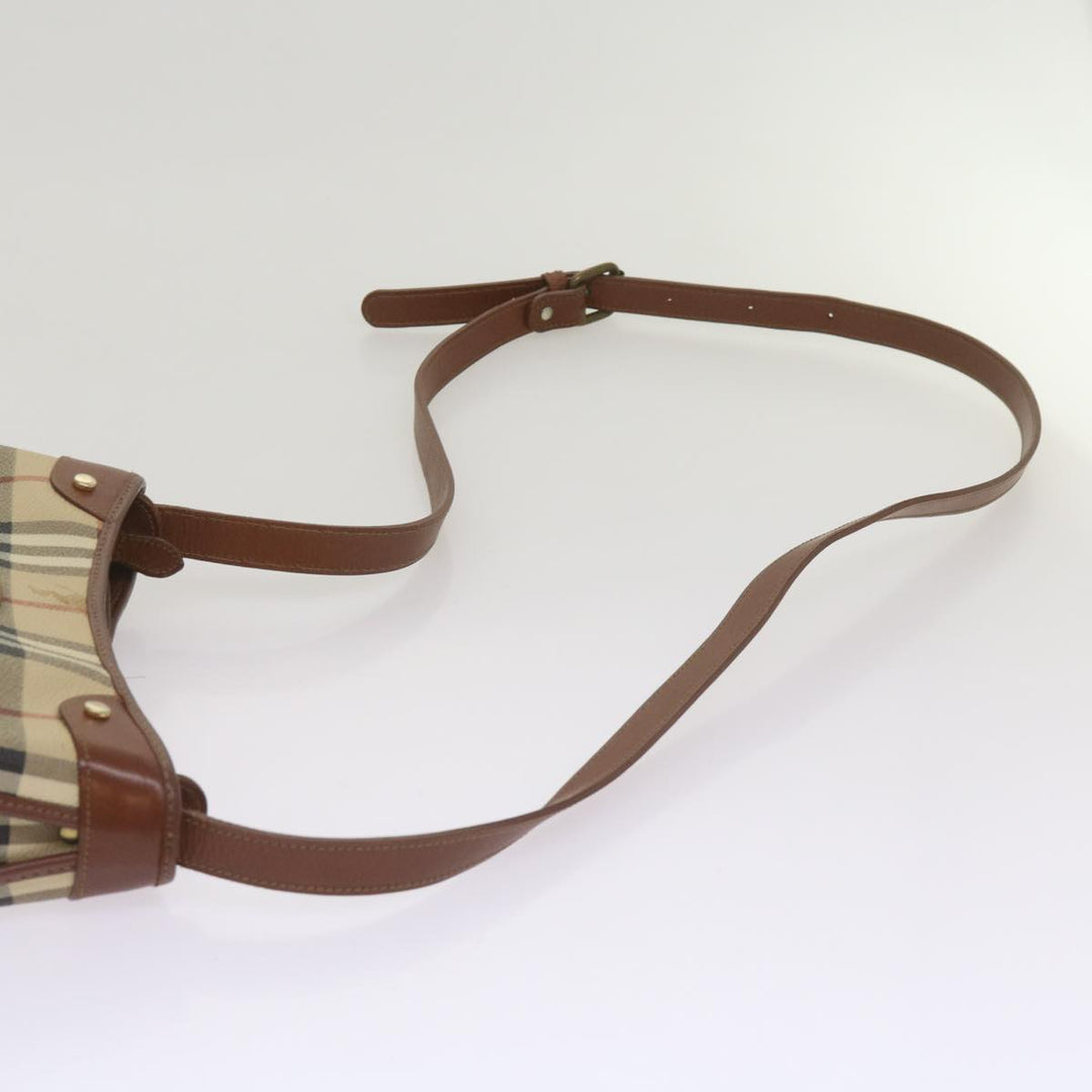 BurberrySs Nova Check Shoulder Bag PVC Beige Brown Auth 68178