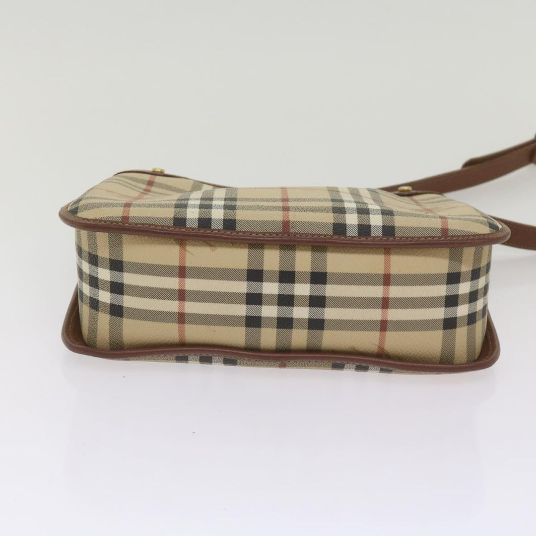 BurberrySs Nova Check Shoulder Bag PVC Beige Brown Auth 68178