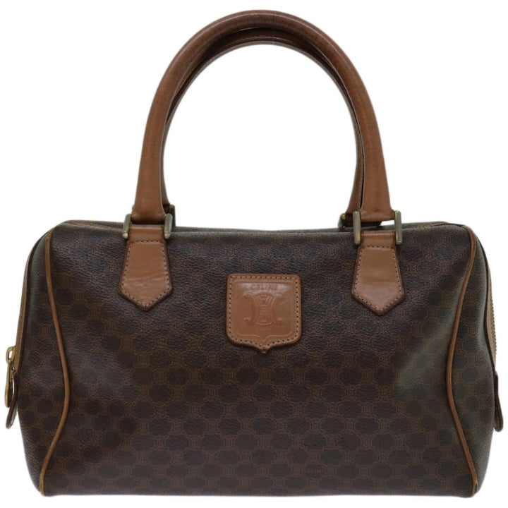Celine Macadam Canvas Hand Bag PVC Brown Auth 68190
