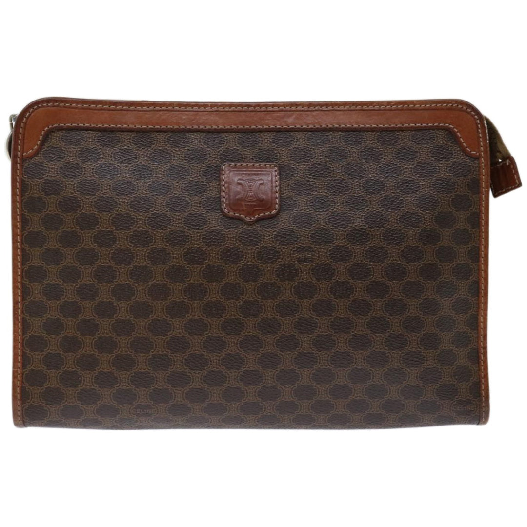 Celine Macadam Canvas Clutch Bag PVC Brown Auth 68199