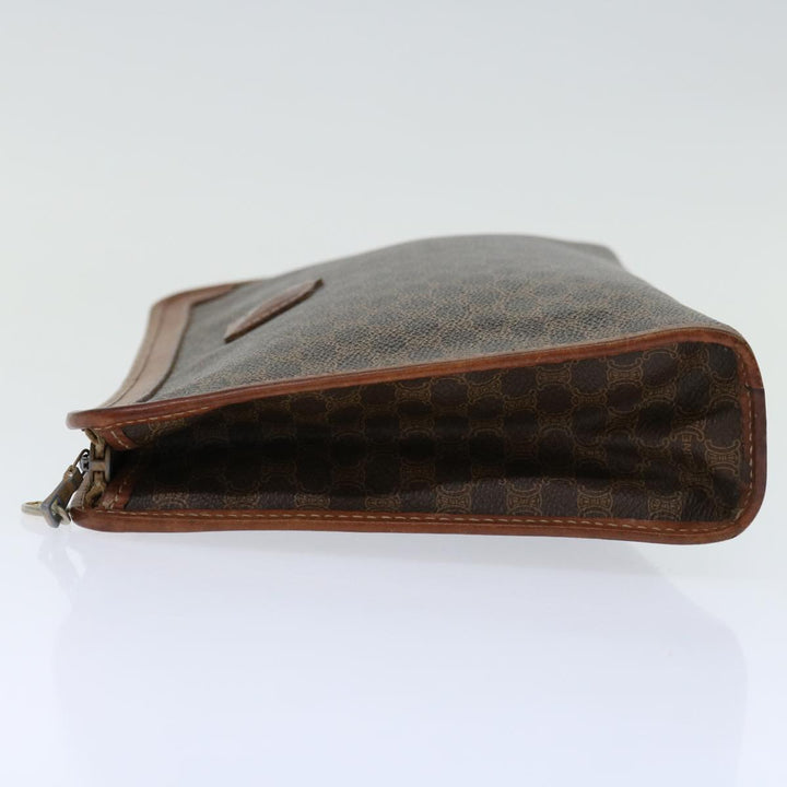 Celine Macadam Canvas Clutch Bag PVC Brown Auth 68199