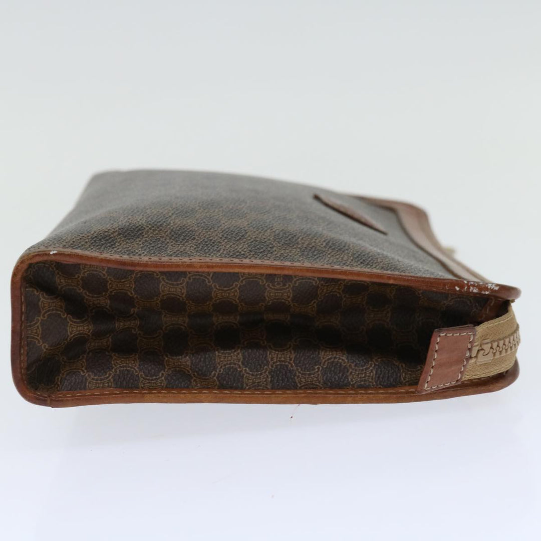 Celine Macadam Canvas Clutch Bag PVC Brown Auth 68199