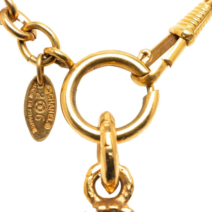 Top Quality Chanel Vintage Necklace Stone in Green Gold Plating Ladies
