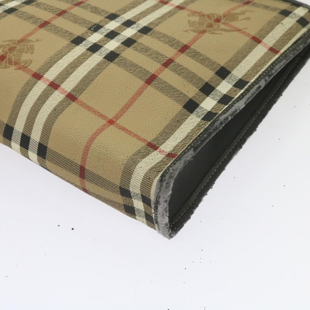 BurberrySs Nova Check Clutch Bag PVC Beige Auth 68216
