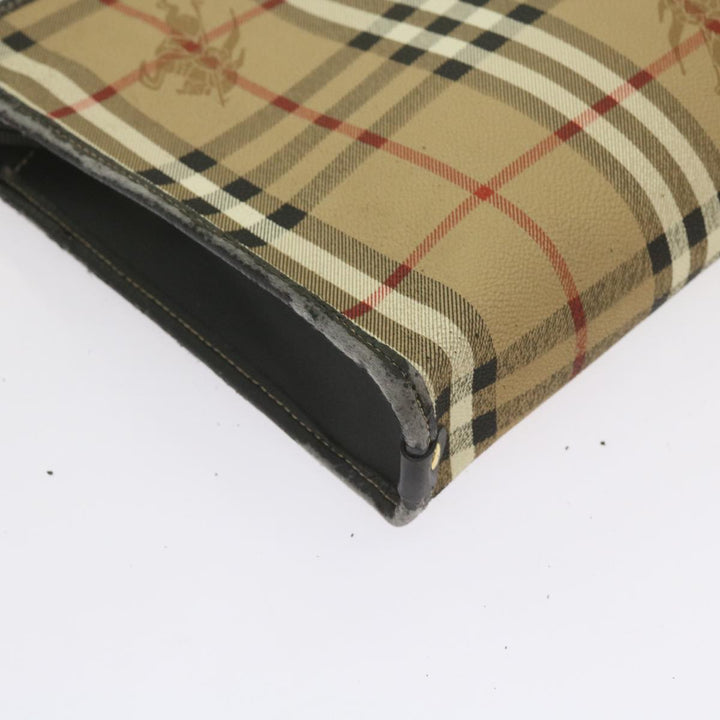 BurberrySs Nova Check Clutch Bag PVC Beige Auth 68216