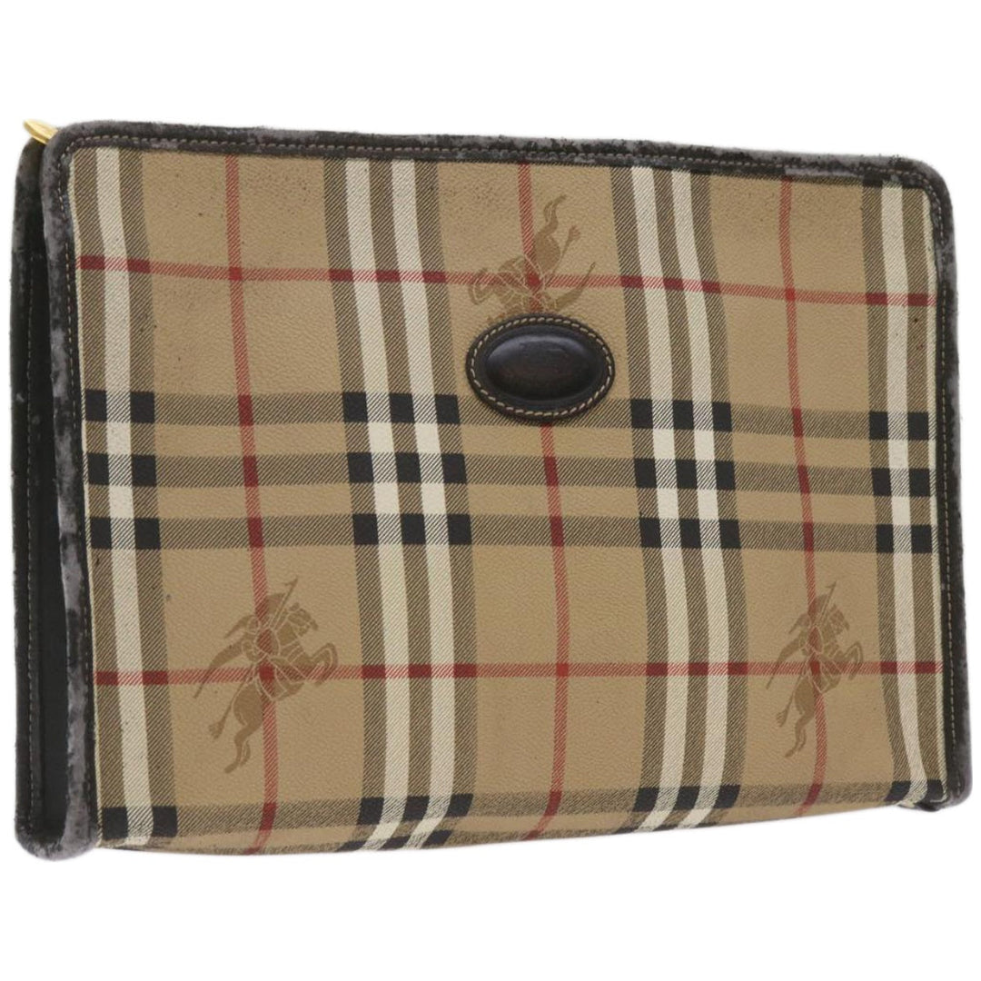 BurberrySs Nova Check Clutch Bag PVC Beige Auth 68216