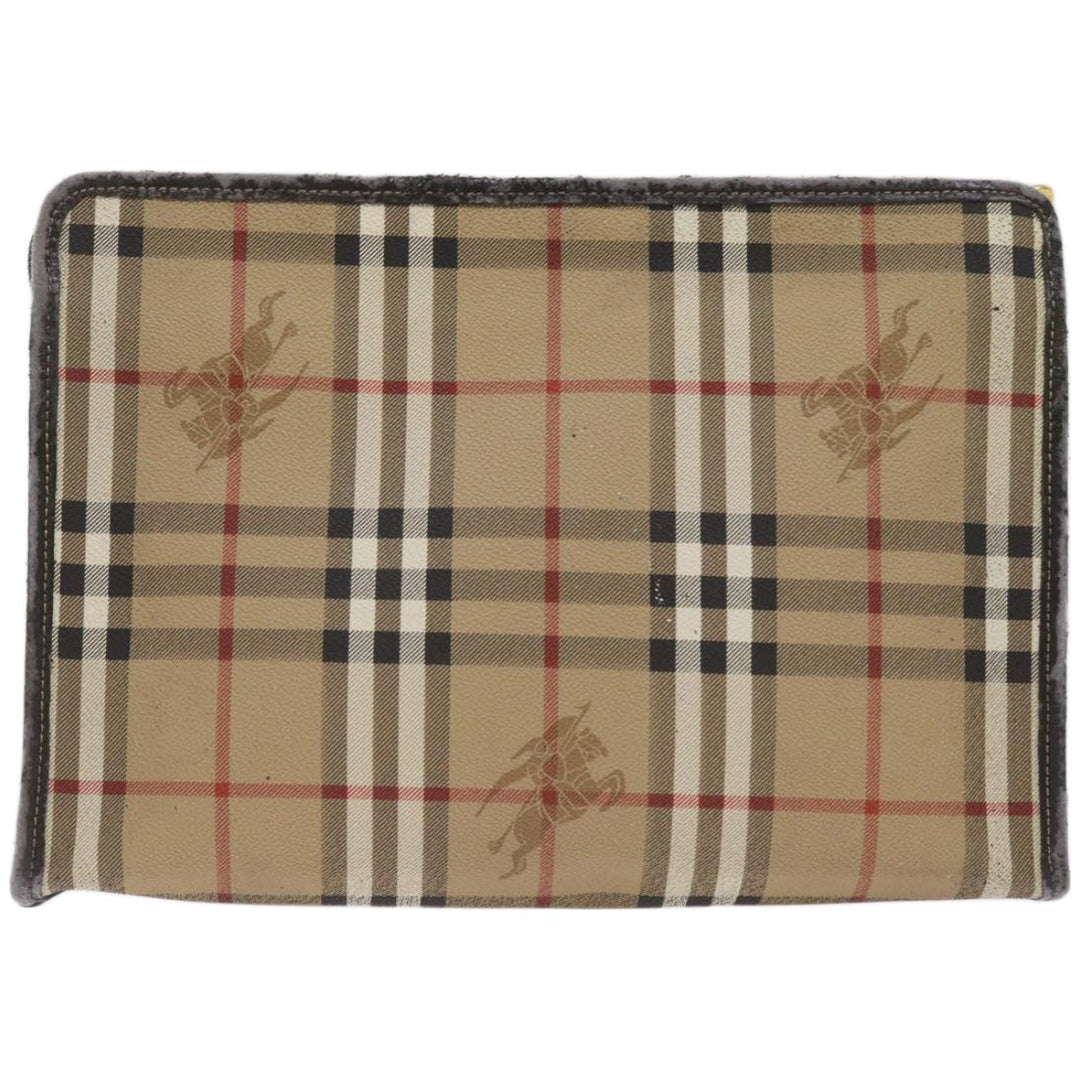 BurberrySs Nova Check Clutch Bag PVC Beige Auth 68216