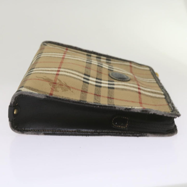 BurberrySs Nova Check Clutch Bag PVC Beige Auth 68216