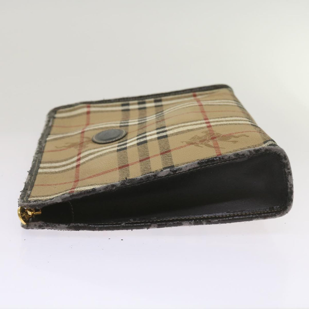 BurberrySs Nova Check Clutch Bag PVC Beige Auth 68216