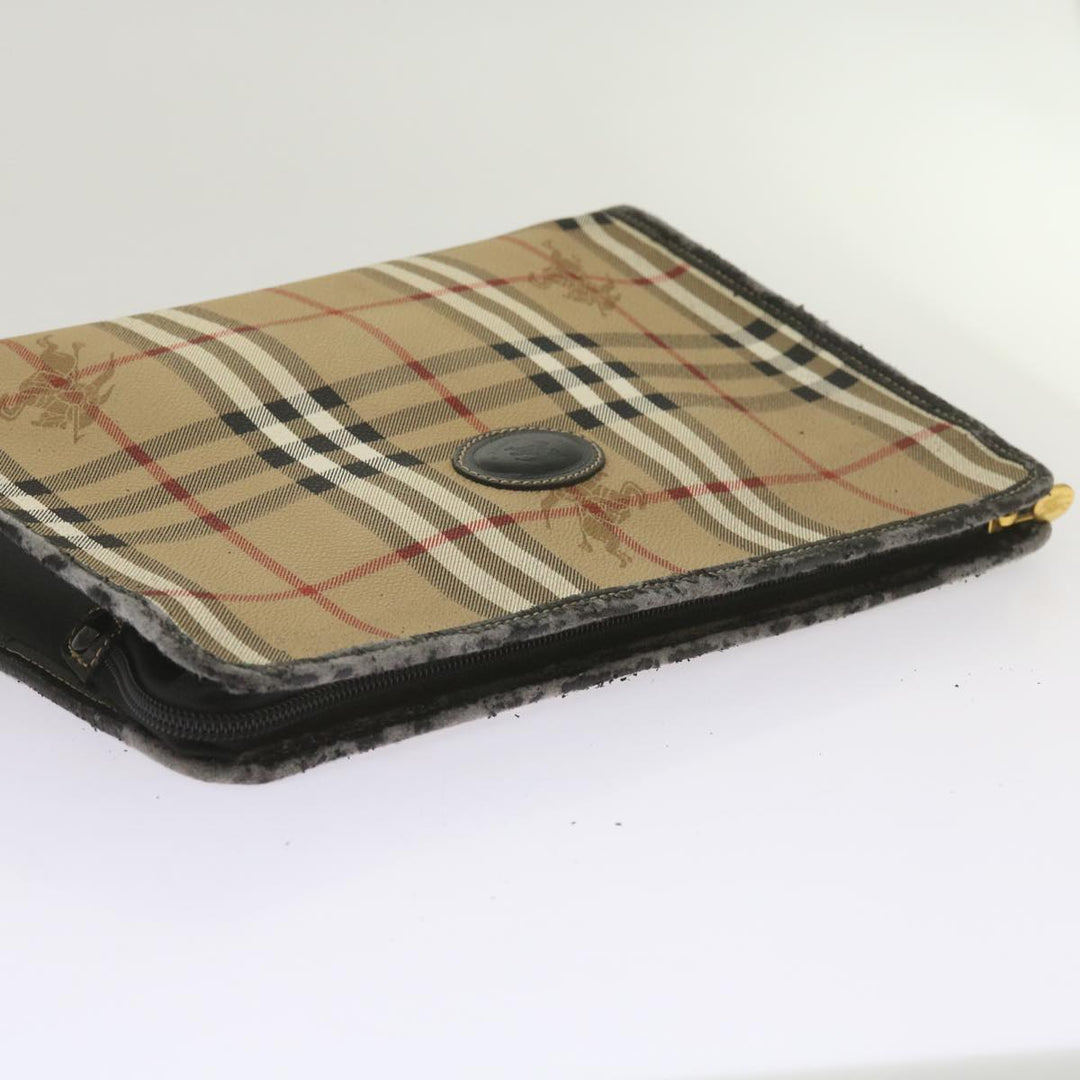 BurberrySs Nova Check Clutch Bag PVC Beige Auth 68216