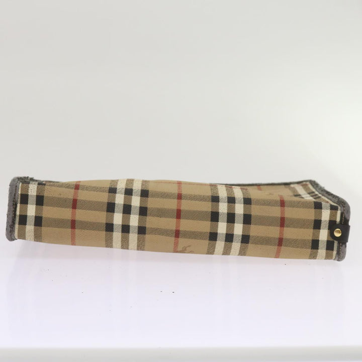 BurberrySs Nova Check Clutch Bag PVC Beige Auth 68216