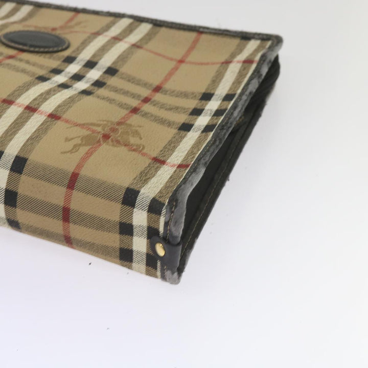 BurberrySs Nova Check Clutch Bag PVC Beige Auth 68216