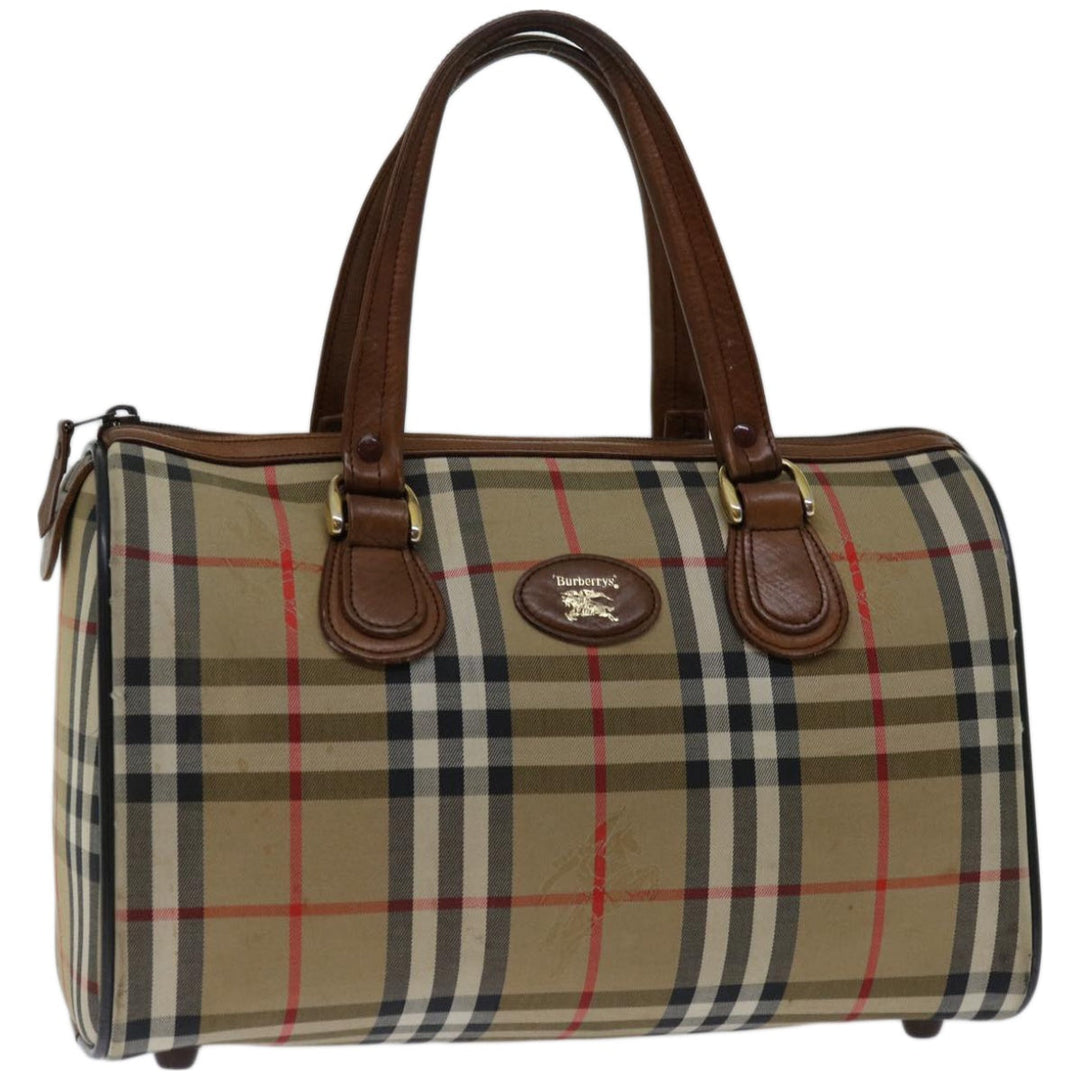 BURBERRYSs Nova Check Boston Bag Canvas Beige Auth 68285