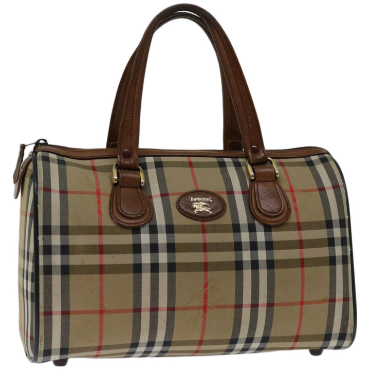 BURBERRYSs Nova Check Boston Bag Canvas Beige Auth 68285