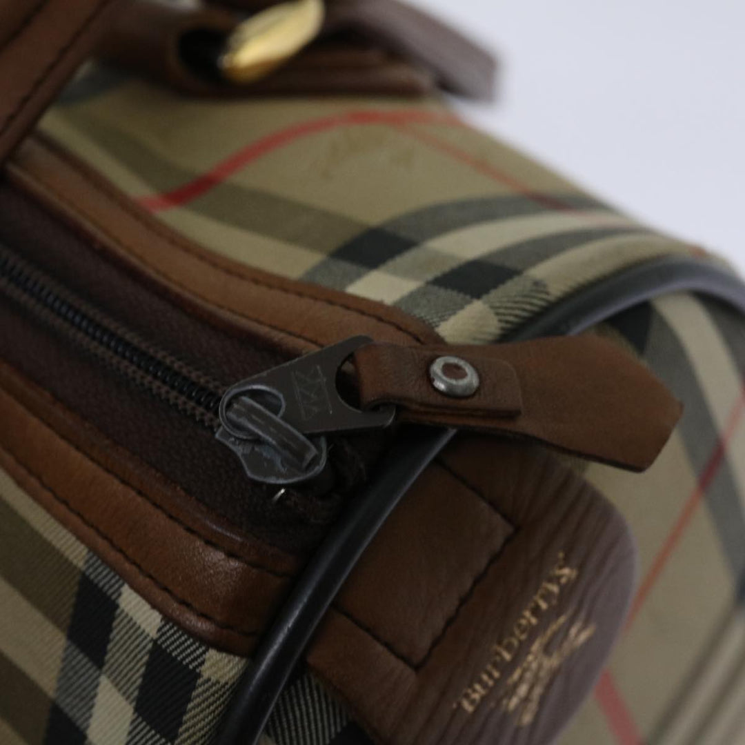 BURBERRYSs Nova Check Boston Bag Canvas Beige Auth 68285