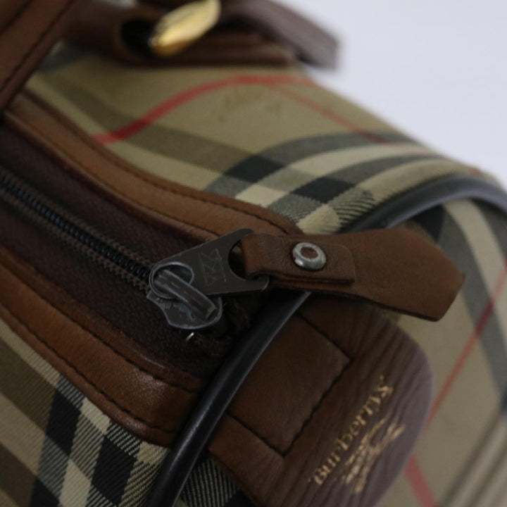 BURBERRYSs Nova Check Boston Bag Canvas Beige Auth 68285