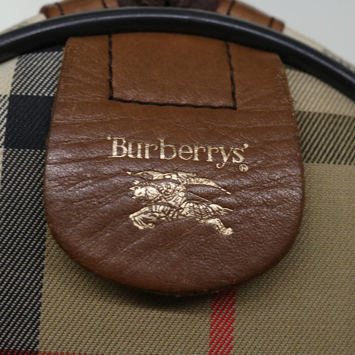 BURBERRYSs Nova Check Boston Bag Canvas Beige Auth 68285