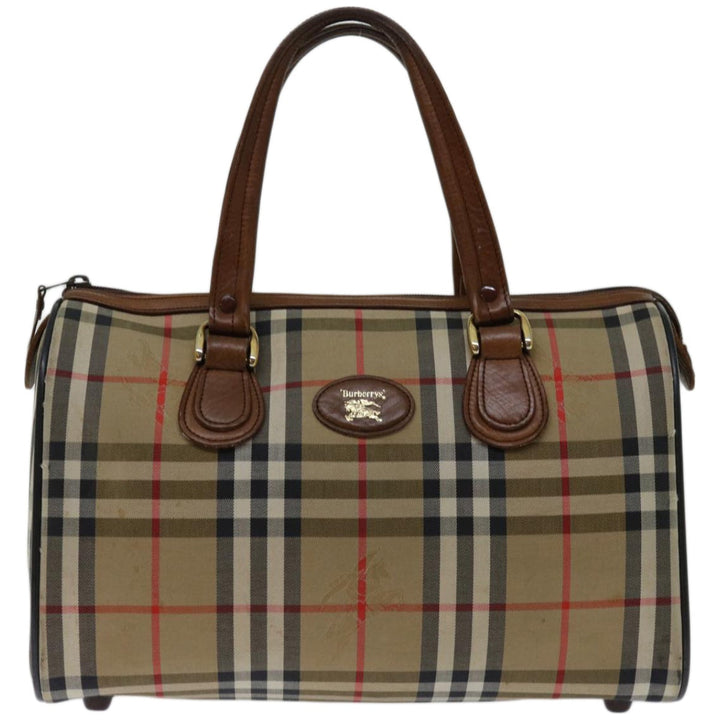 BURBERRYSs Nova Check Boston Bag Canvas Beige Auth 68285
