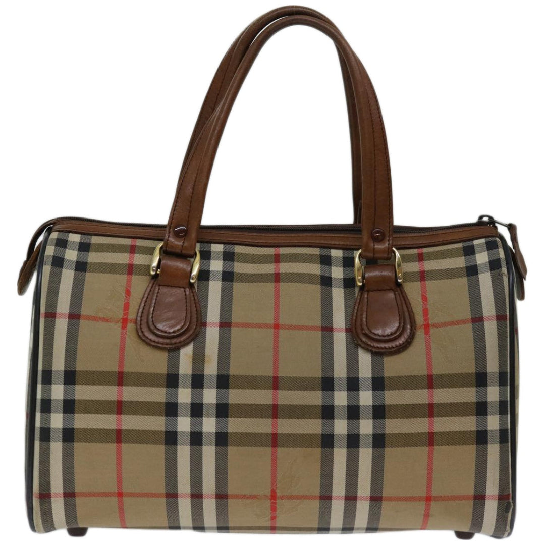 BURBERRYSs Nova Check Boston Bag Canvas Beige Auth 68285