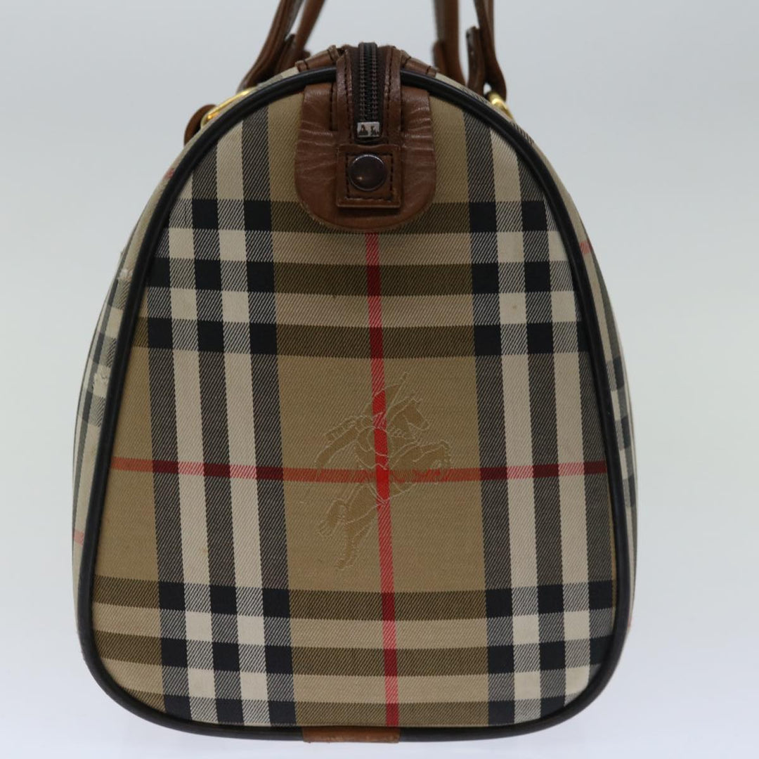BURBERRYSs Nova Check Boston Bag Canvas Beige Auth 68285