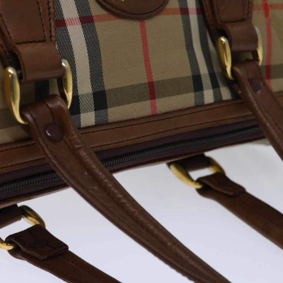 BURBERRYSs Nova Check Boston Bag Canvas Beige Auth 68285
