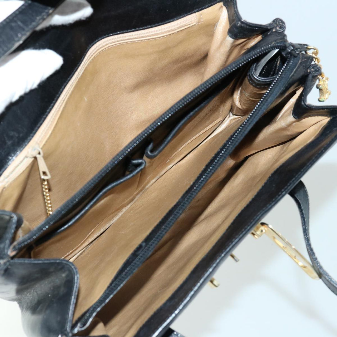 Celine Hand Bag Leather Black Auth 68292