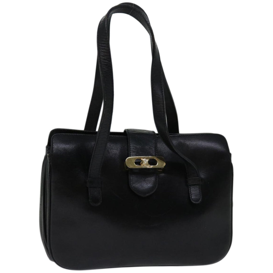Celine Hand Bag Leather Black Auth 68292