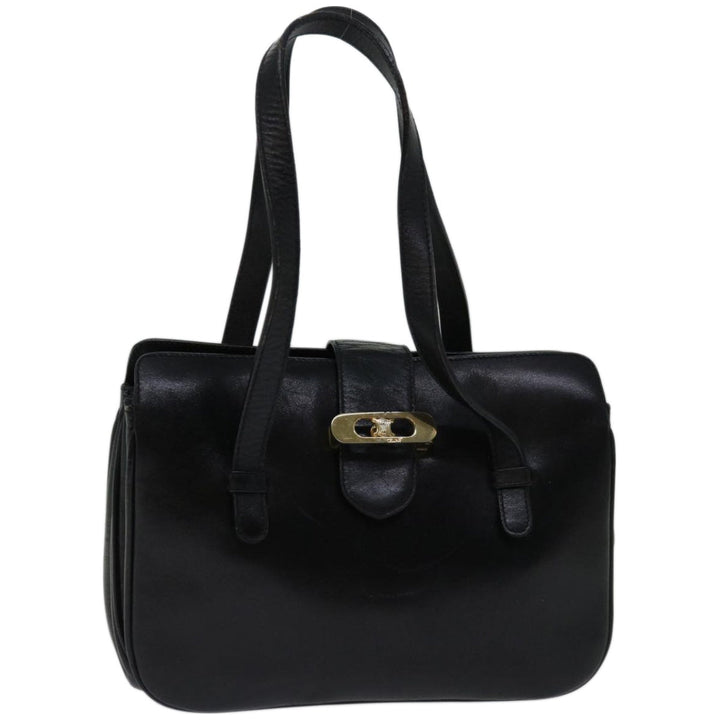 Celine Hand Bag Leather Black Auth 68292