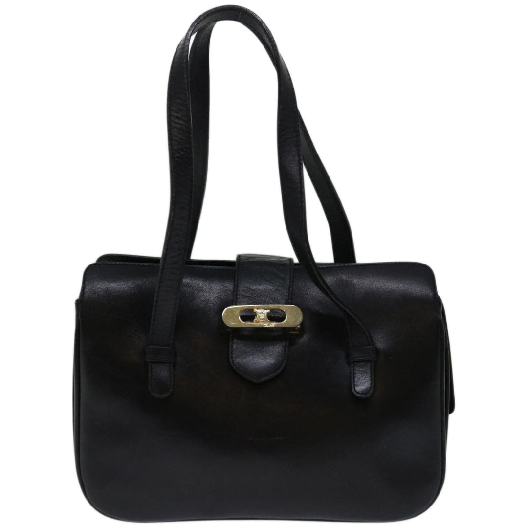 Celine Hand Bag Leather Black Auth 68292
